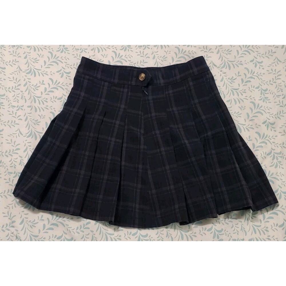 Women's Size 00 Dark Green Red Plaid Pleated American Eagle Mini Skirt Anime